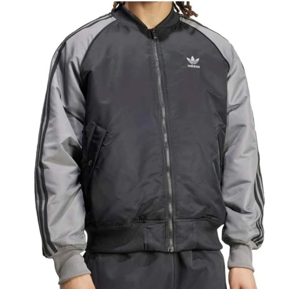 New-Mens Adidas Originals Collegiate SST Jacket-Black/Gray